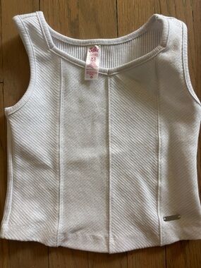 Justice White Ribbed Tank Top